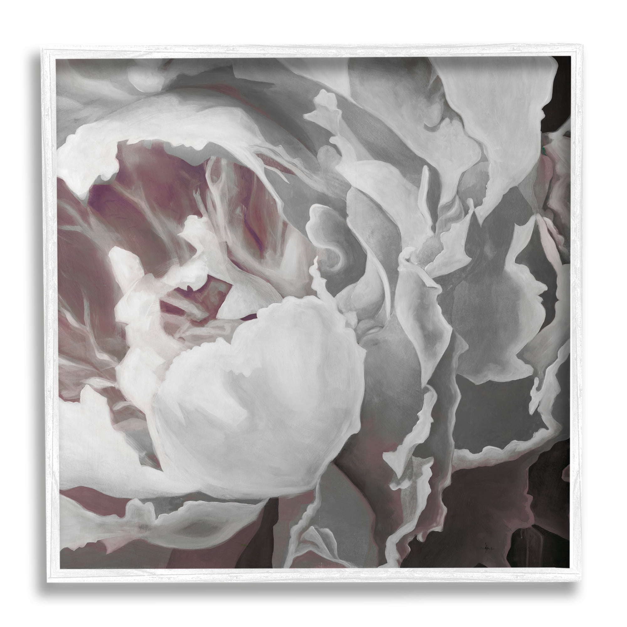Stupell Industries Close Up Peony Blossom Botanical & Floral Painting White Framed Art Print Wall Art, 24 x 24