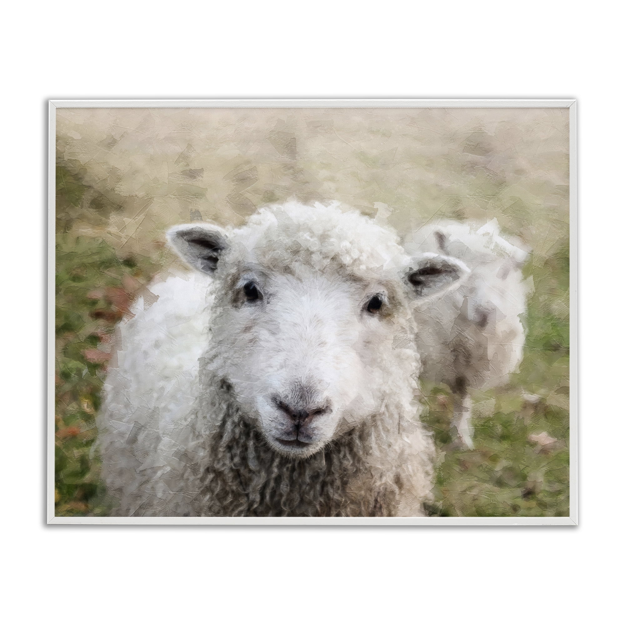 Stupell Industries Close Up Sheep Gaze Animals & Insects Painting White Framed Art Print Wall Art, 14 x 11