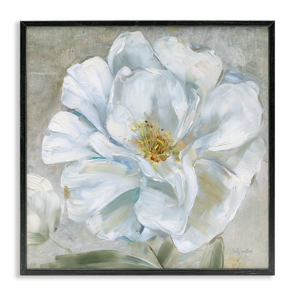 Stupell Industries Close Up White Bloom Plants & Flowers Painting Black Framed Art Print Wall Art, 12 x 12