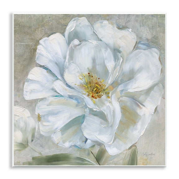 Stupell Industries Close Up White Bloom Plants & Flowers Painting Unframed Art Print Wall Art, 12 x 12