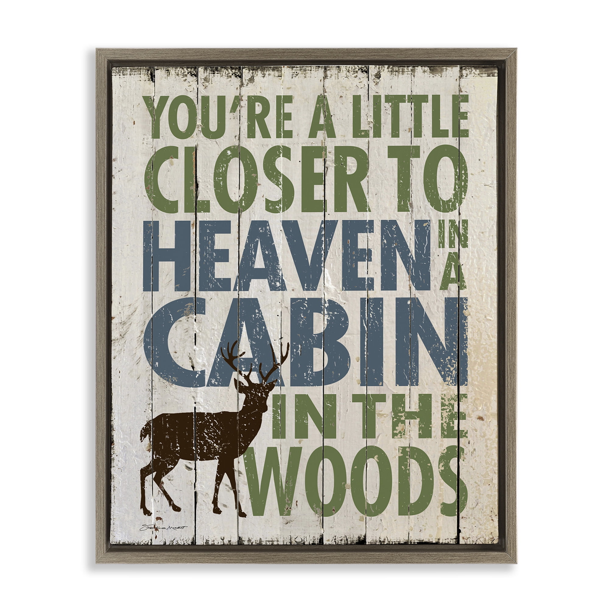 Stupell Industries Closer to Heaven in a Cabin Animals & Insects Painting Brown Floater Framed Canvas Art Print Wall Art, 17 x 21