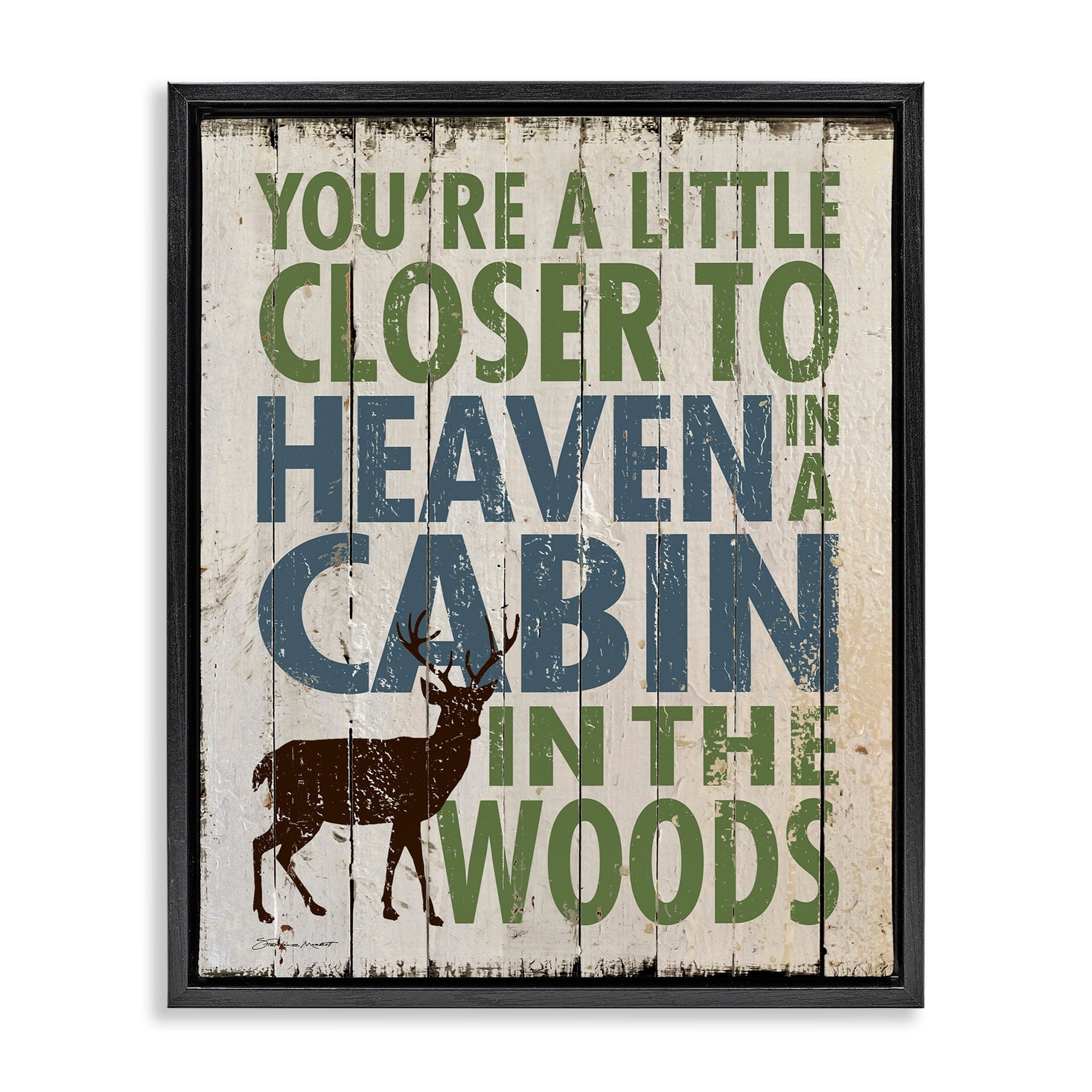 Stupell Industries Closer to Heavin in a Cabin Jet Black Framed Floating Canvas Wall Art, 24x30, by Stephanie Workman Marrott