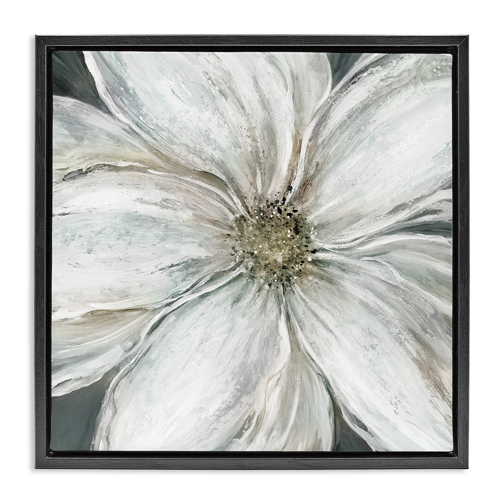 Stupell Industries Closeup Serene White Blossom Black Framed Floater Canvas Wall Art, design by Carol Robinson