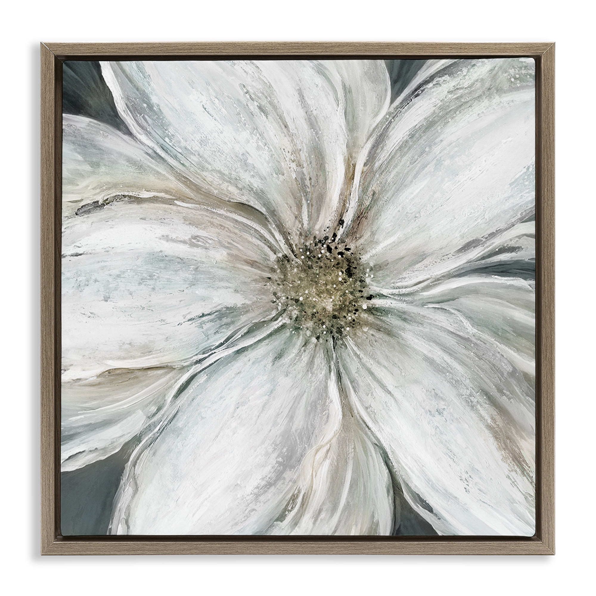 Stupell Industries Closeup Serene White Blossom Brown Framed Floater Canvas Wall Art, design by Carol Robinson