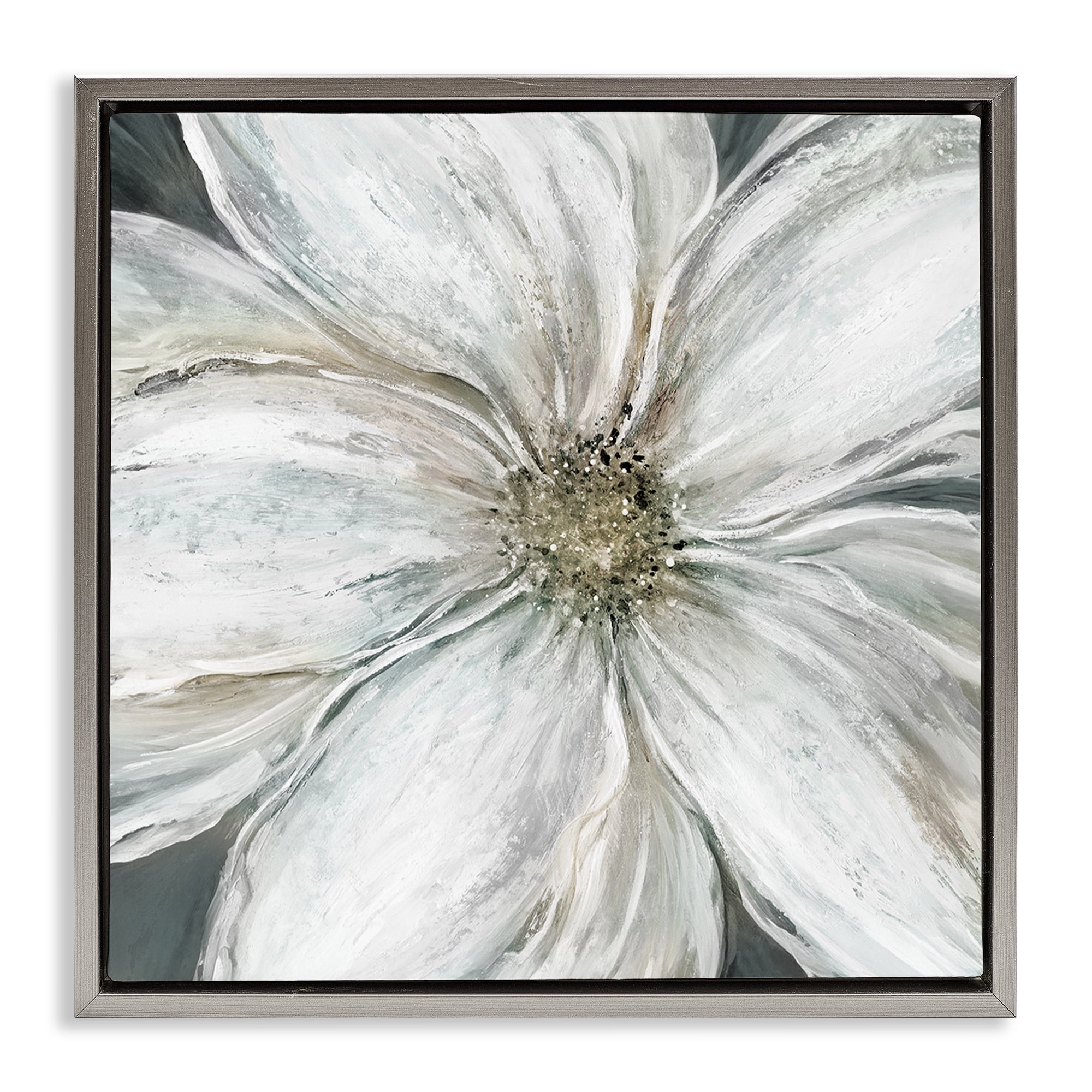 Stupell Industries Closeup Serene White Blossom Gray Framed Floater Canvas Wall Art, design by Carol Robinson