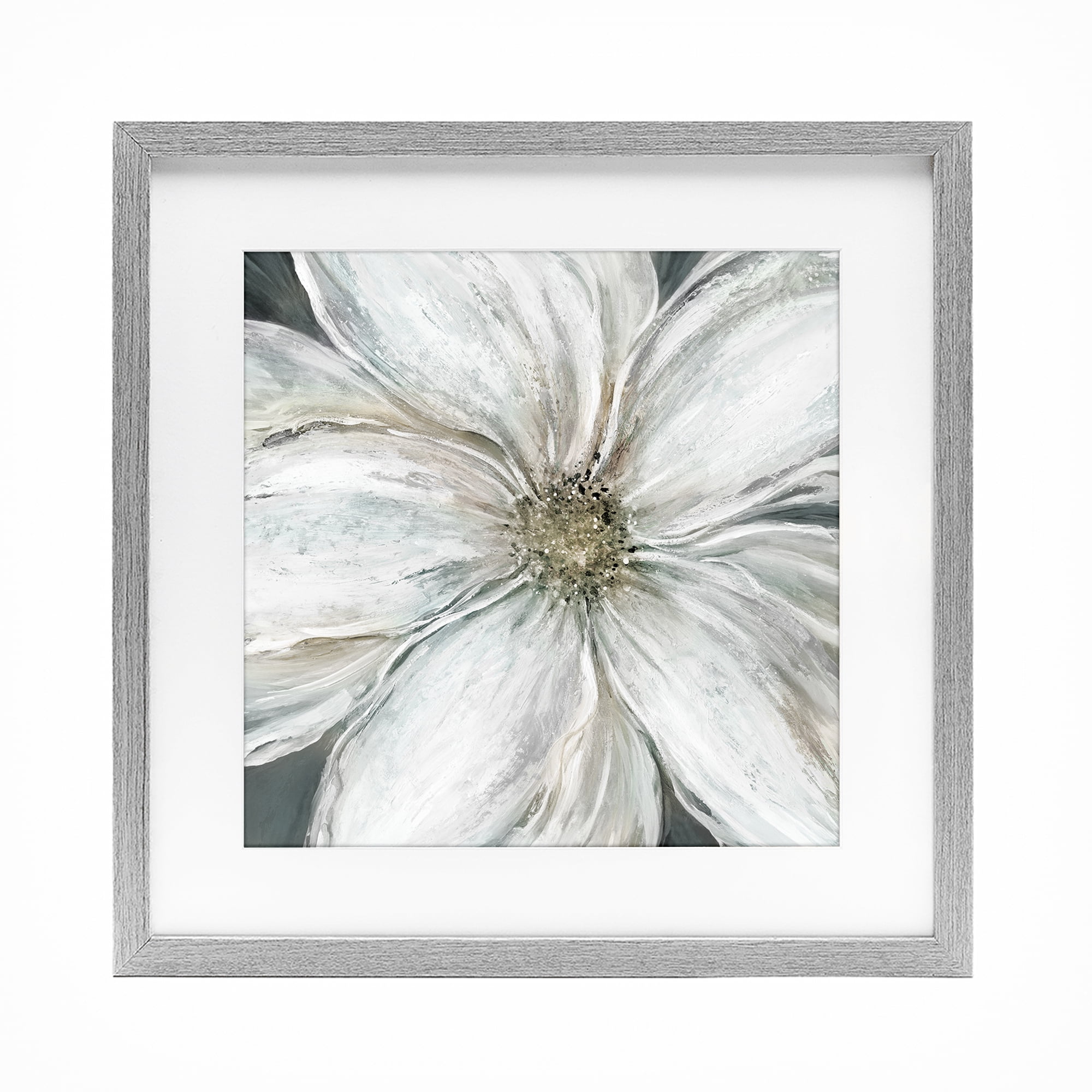 Stupell Industries Closeup Serene White Blossom Gray Framed Print Under Glass, design by Carol Robinson