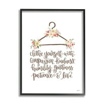 Stupell Industries Clothe Yourself Motivational Fashion Quote Floral Calligraphy Graphic Art Black Framed Art Print Wall Art, Design by Imperfect Dust