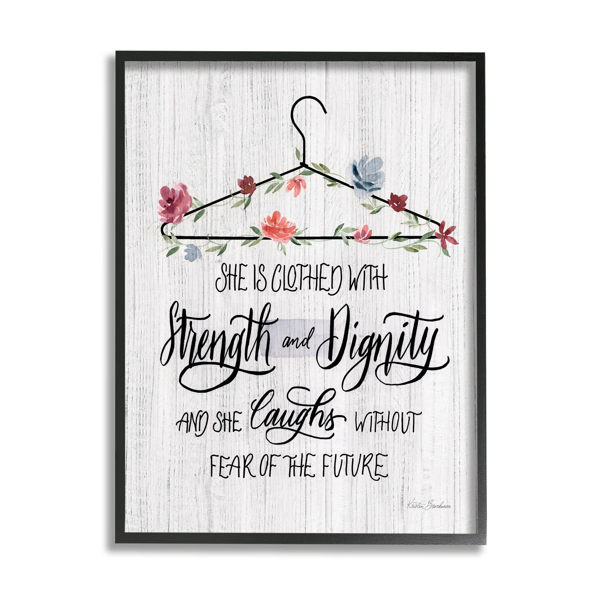 Stupell Industries Clothed With Strength Dignity Chic Motivational Laundry Phrase, 11 x 14,Design by Kristen Brockmon
