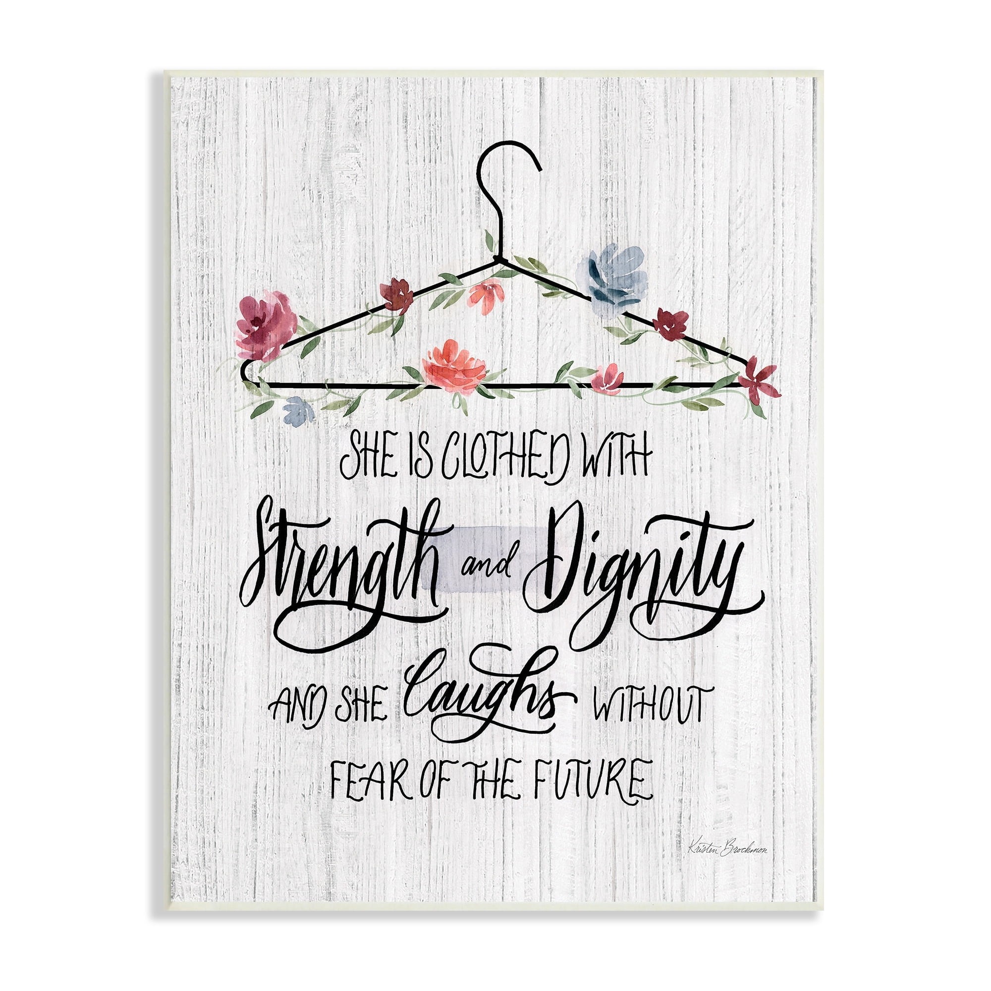 Stupell Industries Clothed With Strength Dignity Chic Motivational Laundry Phrase, 13 x 19,Design by Kristen Brockmon