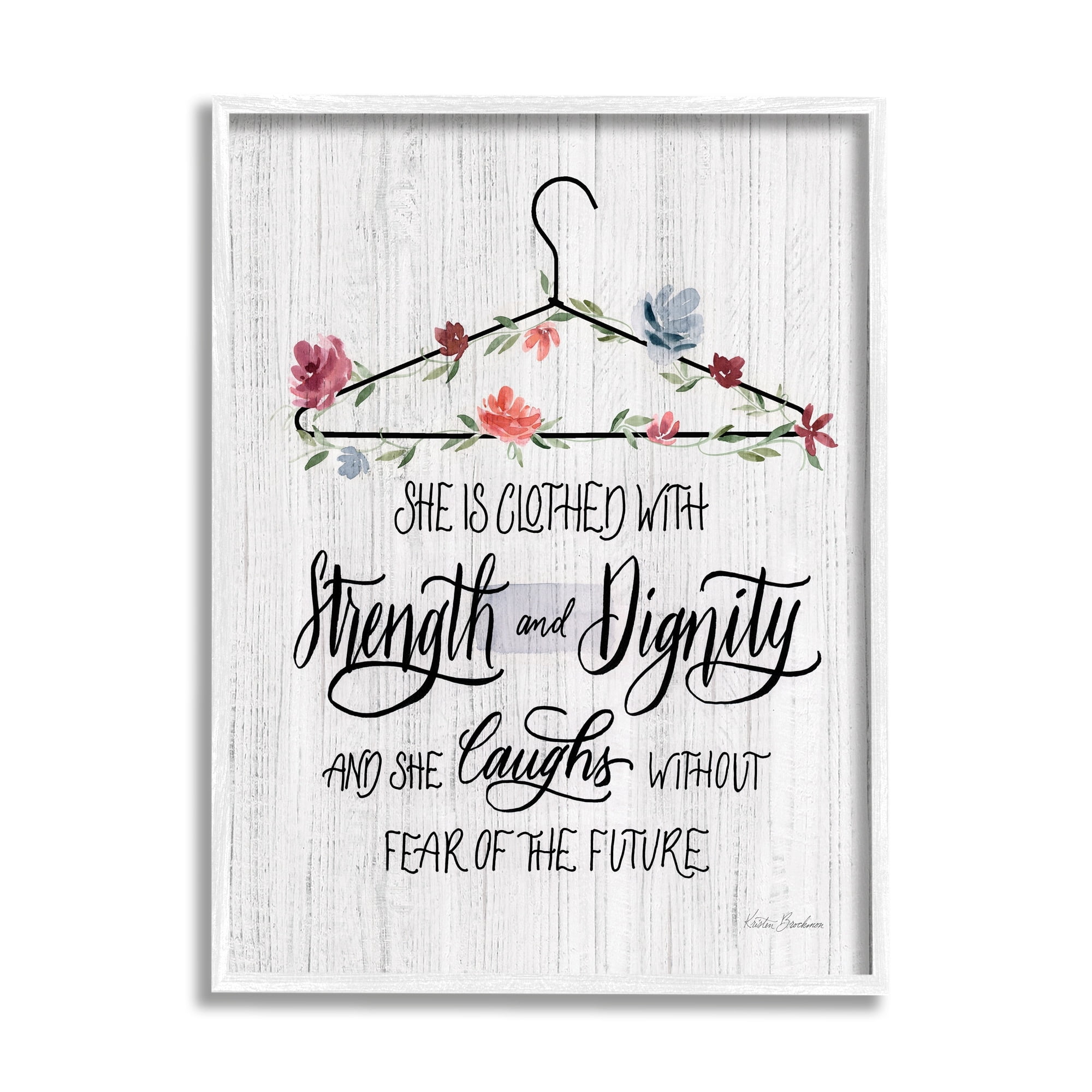 Stupell Industries Clothed With Strength Dignity Chic Motivational Laundry Phrase, 24 x 30,Design by Kristen Brockmon