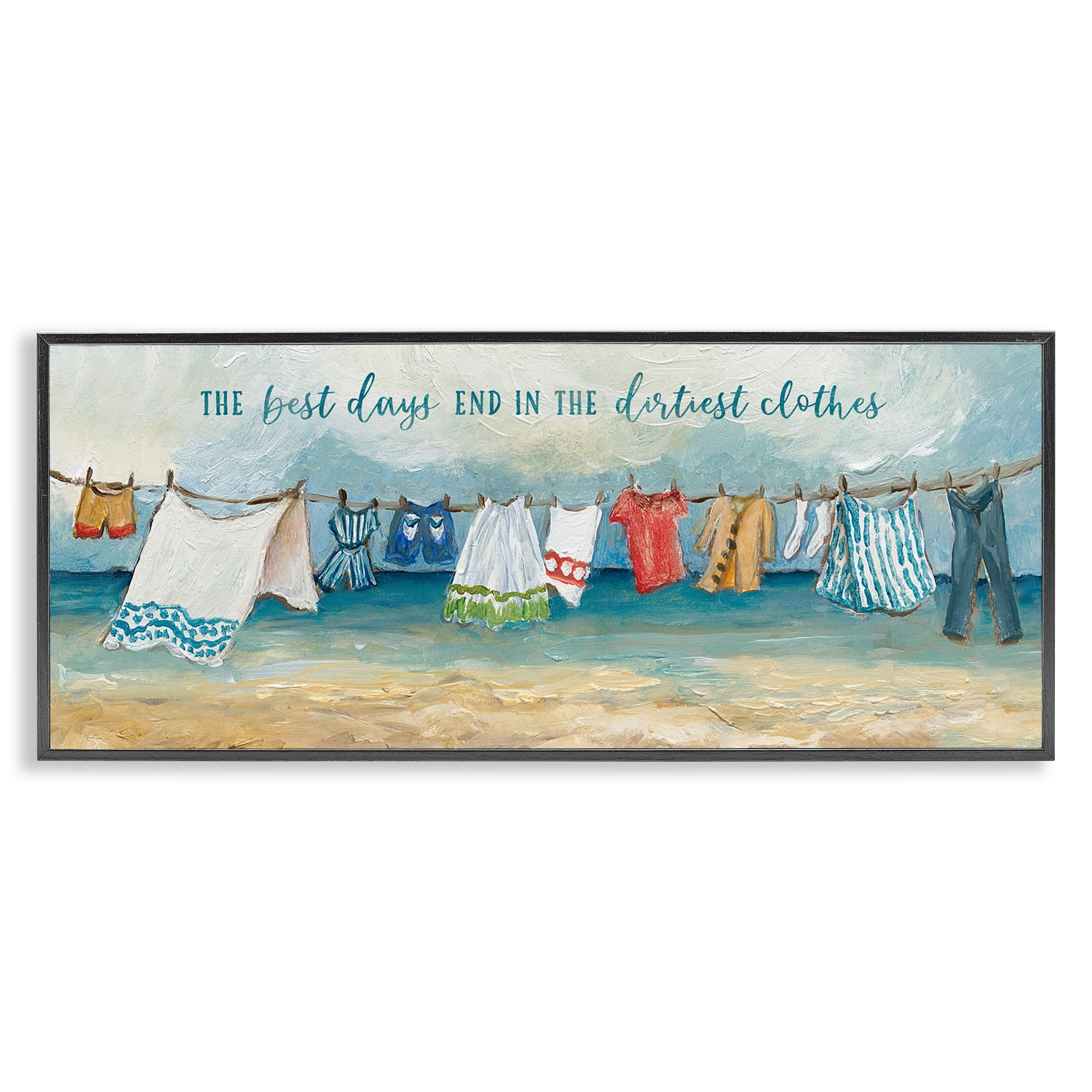 Stupell Industries Clothesline By The Sea Black Framed Giclee Art, design by Charlene Olson