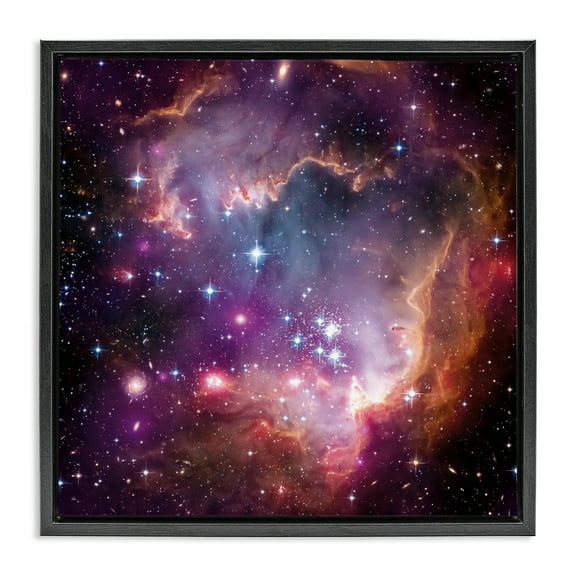 Stupell Industries Cloud Galaxy with Stars Astrology & Stars Painting Black Floater Framed Canvas Art Print Wall Art, 18 x 18