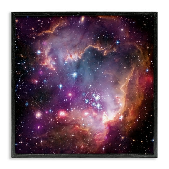 Stupell Industries Cloud Galaxy with Stars Astrology & Stars Painting Black Framed Art Print Wall Art, 12 x 12