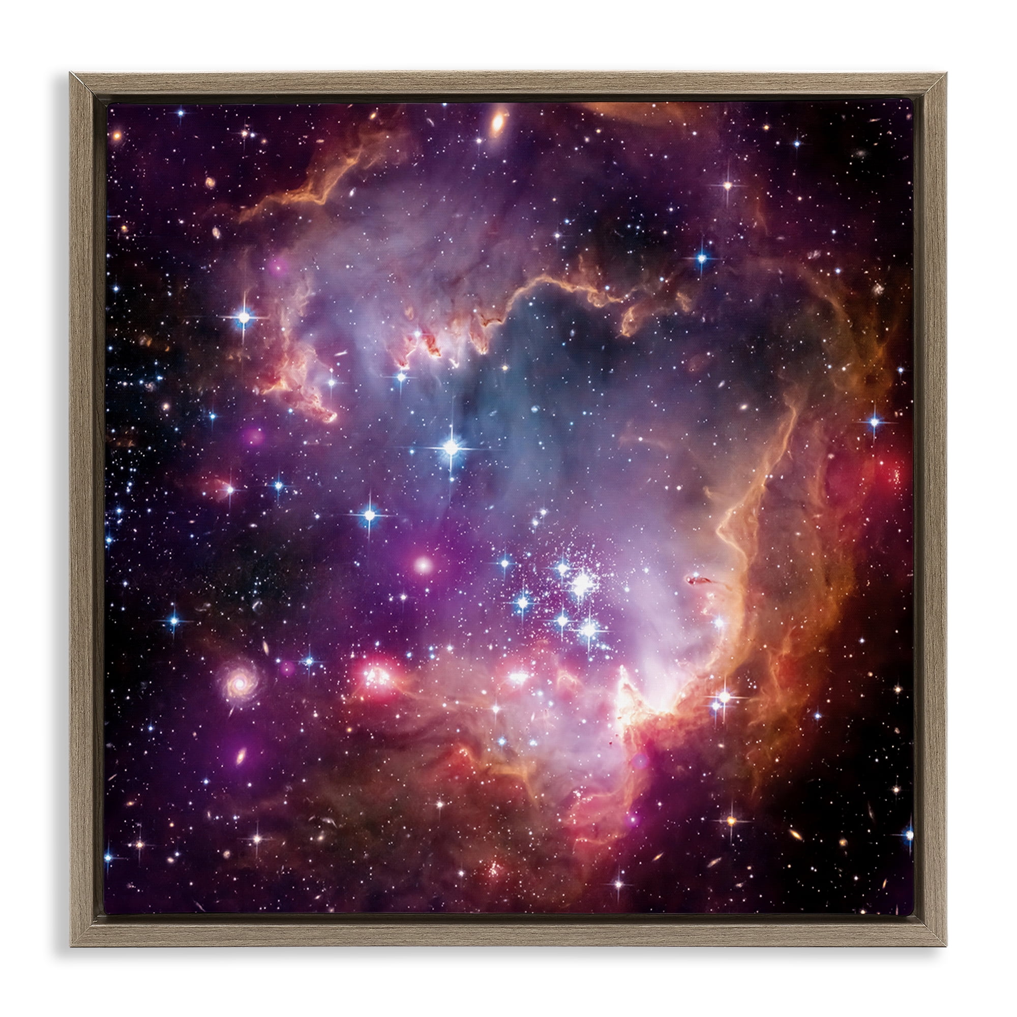 Stupell Industries Cloud Galaxy with Stars Astrology & Stars Painting Brown Floater Framed Canvas Art Print Wall Art, 18 x 18