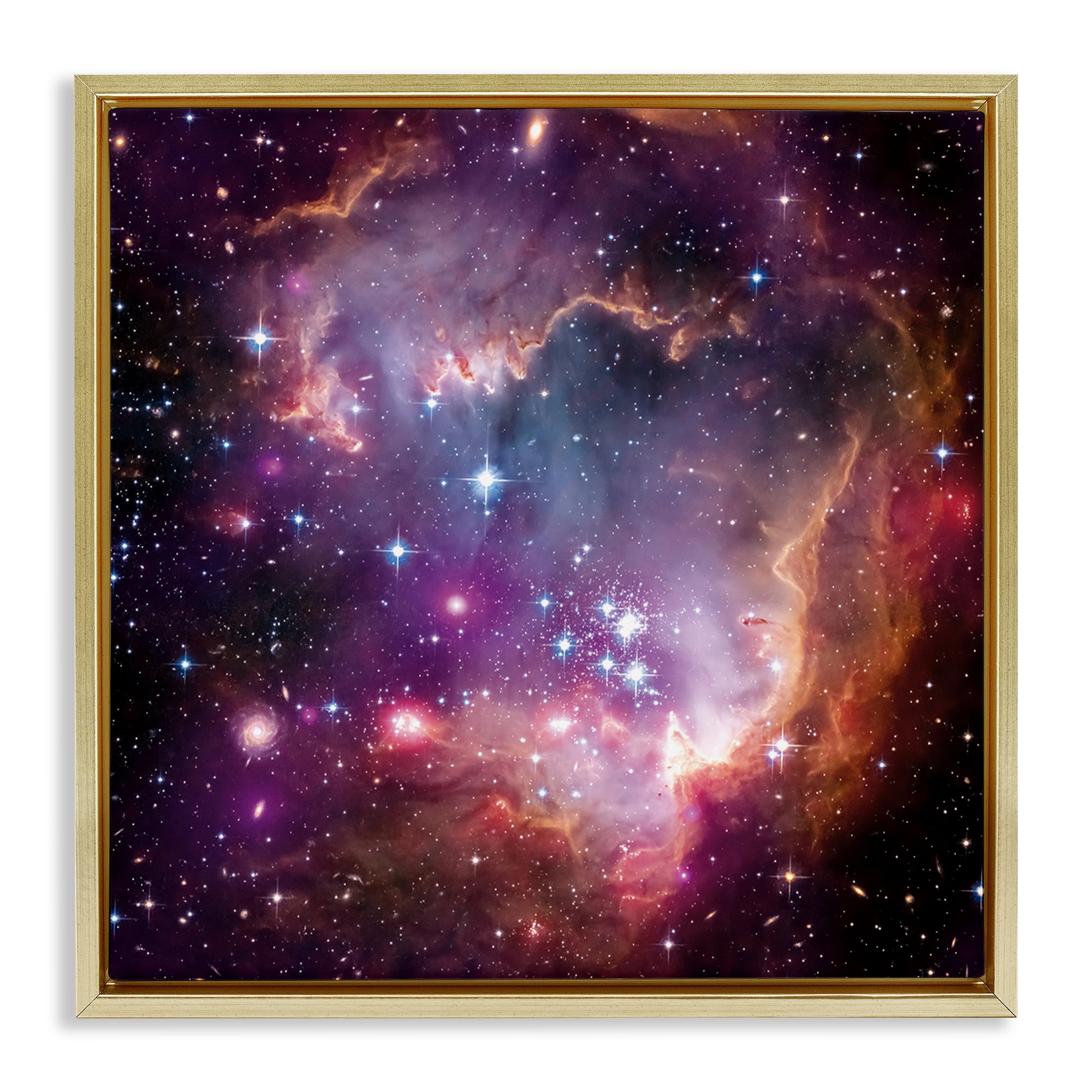 Stupell Industries Cloud Galaxy with Stars Astrology & Stars Painting Gold Floater Framed Canvas Art Print Wall Art, 18 x 18