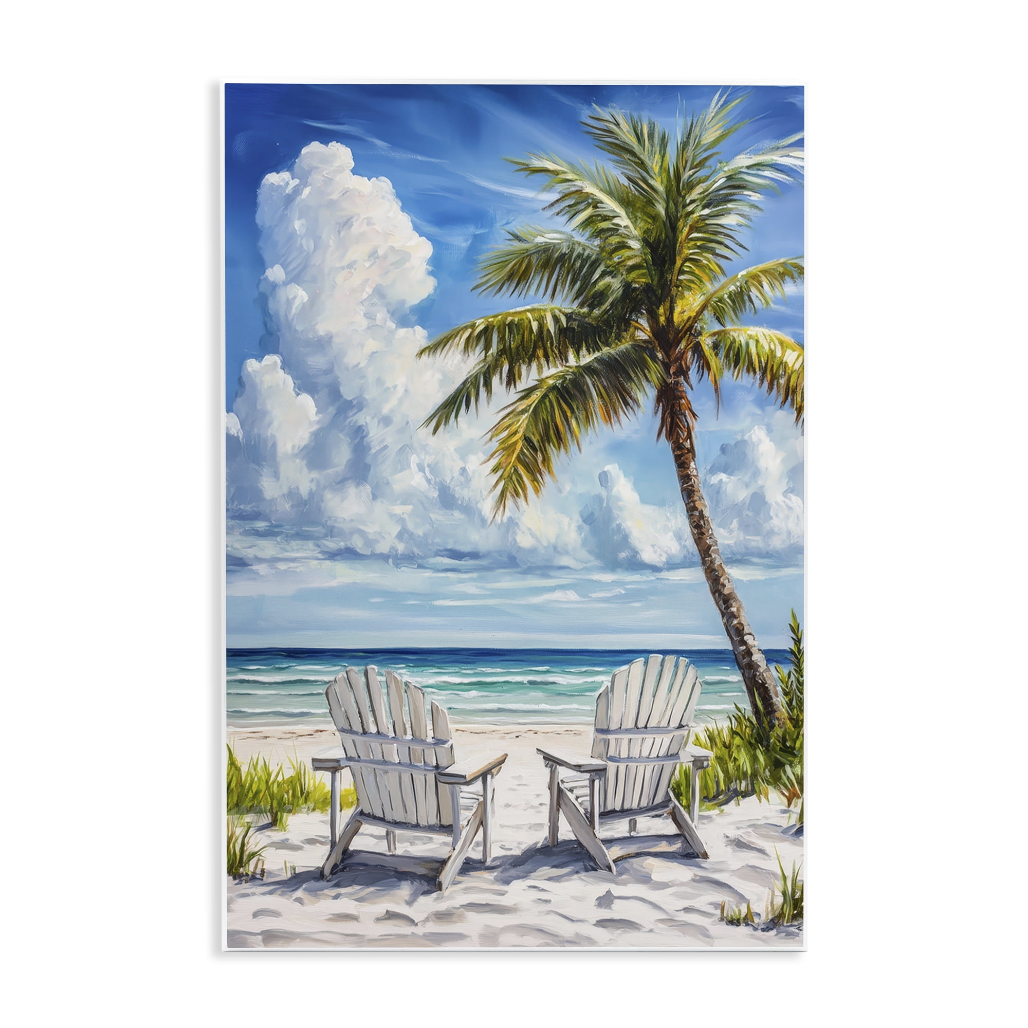 Stupell Industries Clouded Beach with Looming Palm Wall Plaque Art, design by Petal Prints Design