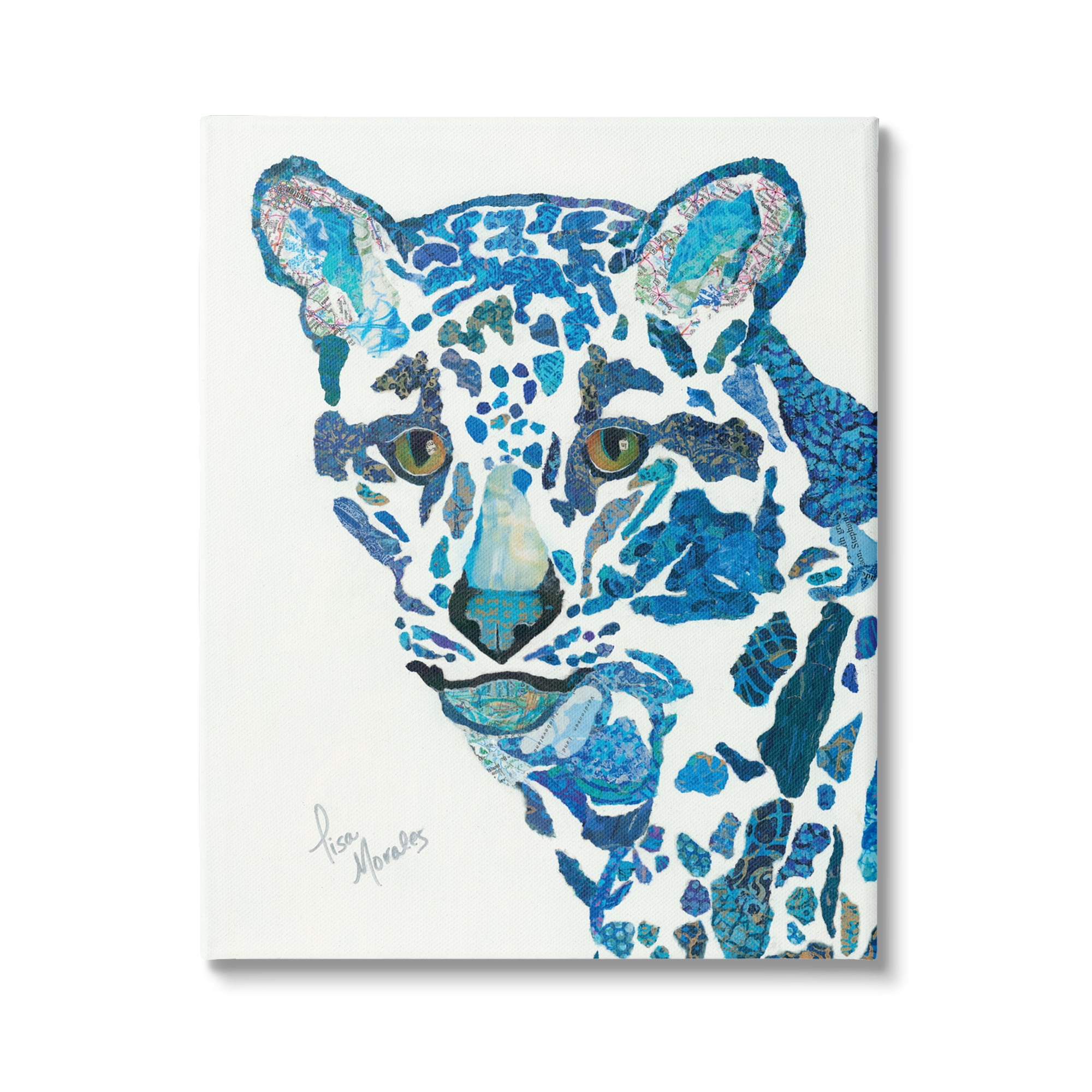 Clouded Leopard Blue Patterns Wildlife Canvas Wall Art