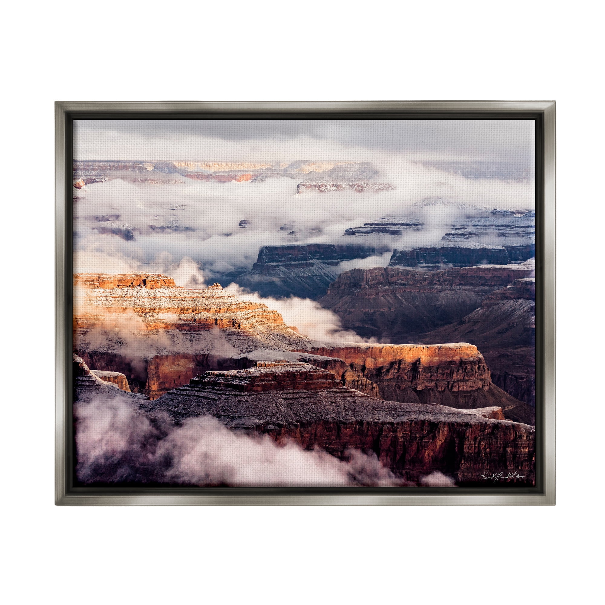 Stupell Industries Clouds & Mesa Scenery Landscape Photography Gray Floater Framed Canvas Art Print Wall Art, 21 x 17