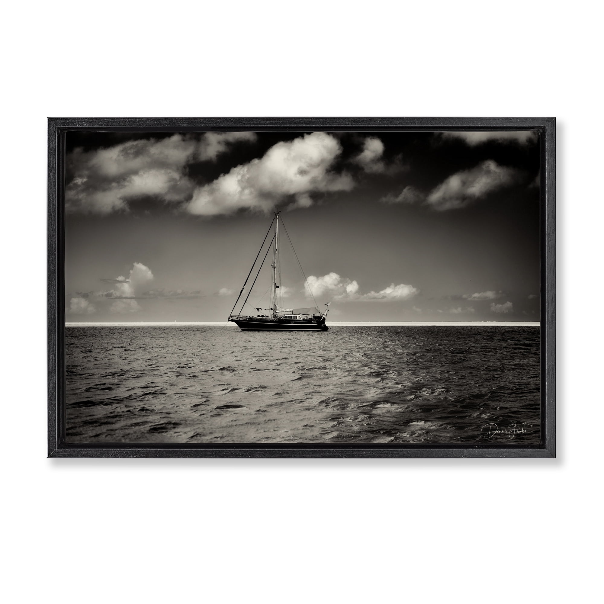 Stupell Industries Clouds Over Big Ship Landscape Photography Black Floater Framed Canvas Art Print Wall Art, 25 x 17