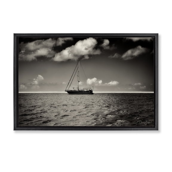 Stupell Industries Clouds Over Big Ship Landscape Photography Black Floater Framed Canvas Art Print Wall Art, 31 x 21