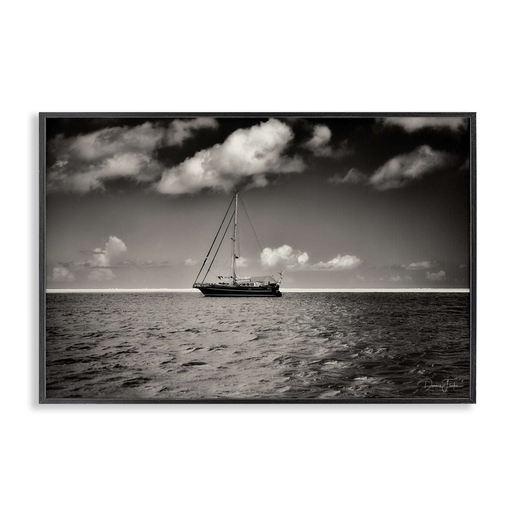 Stupell Industries Clouds Over Big Ship Landscape Photography Black Framed Art Print Wall Art, 18 x 12