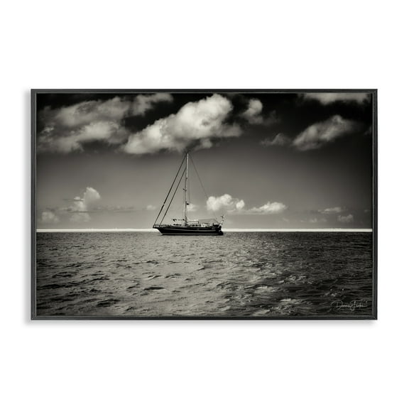 Stupell Industries Clouds Over Big Ship Landscape Photography Black Framed Art Print Wall Art, 18 x 12