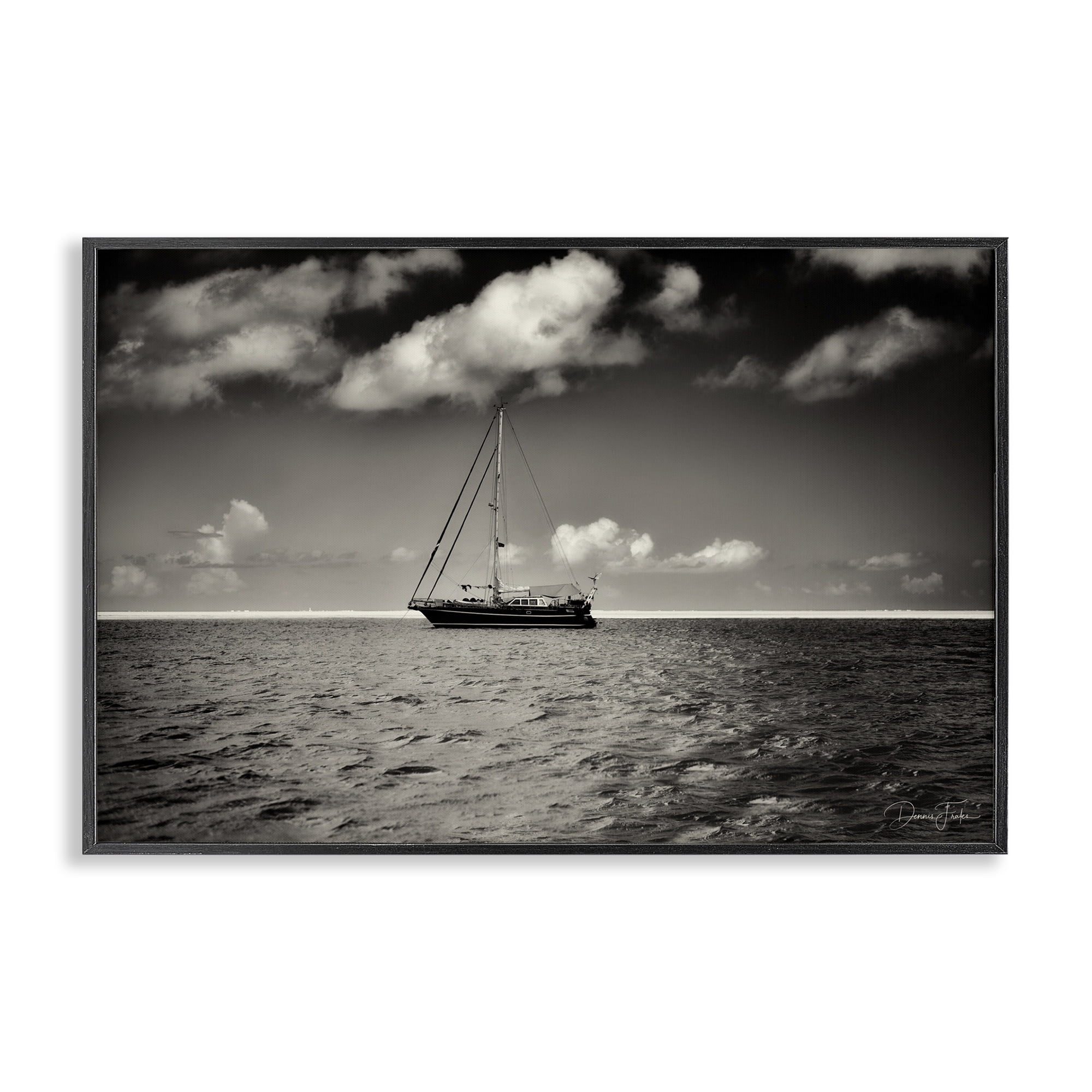 Stupell Industries Clouds Over Big Ship Landscape Photography Black