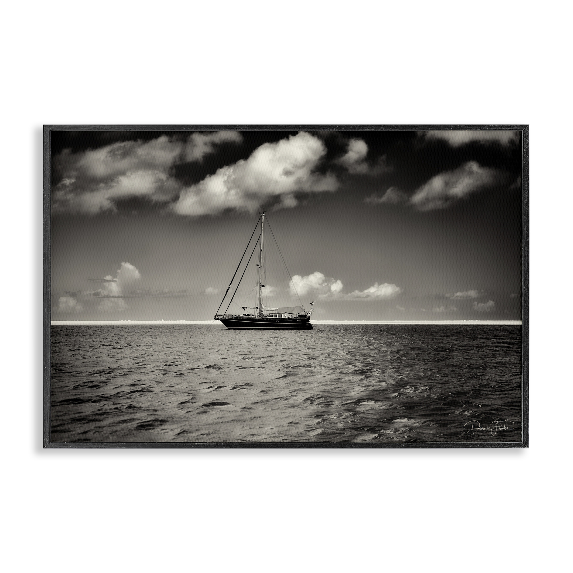 Stupell Industries Clouds Over Big Ship Landscape Photography Black Framed Art Print Wall Art, 30 x 20