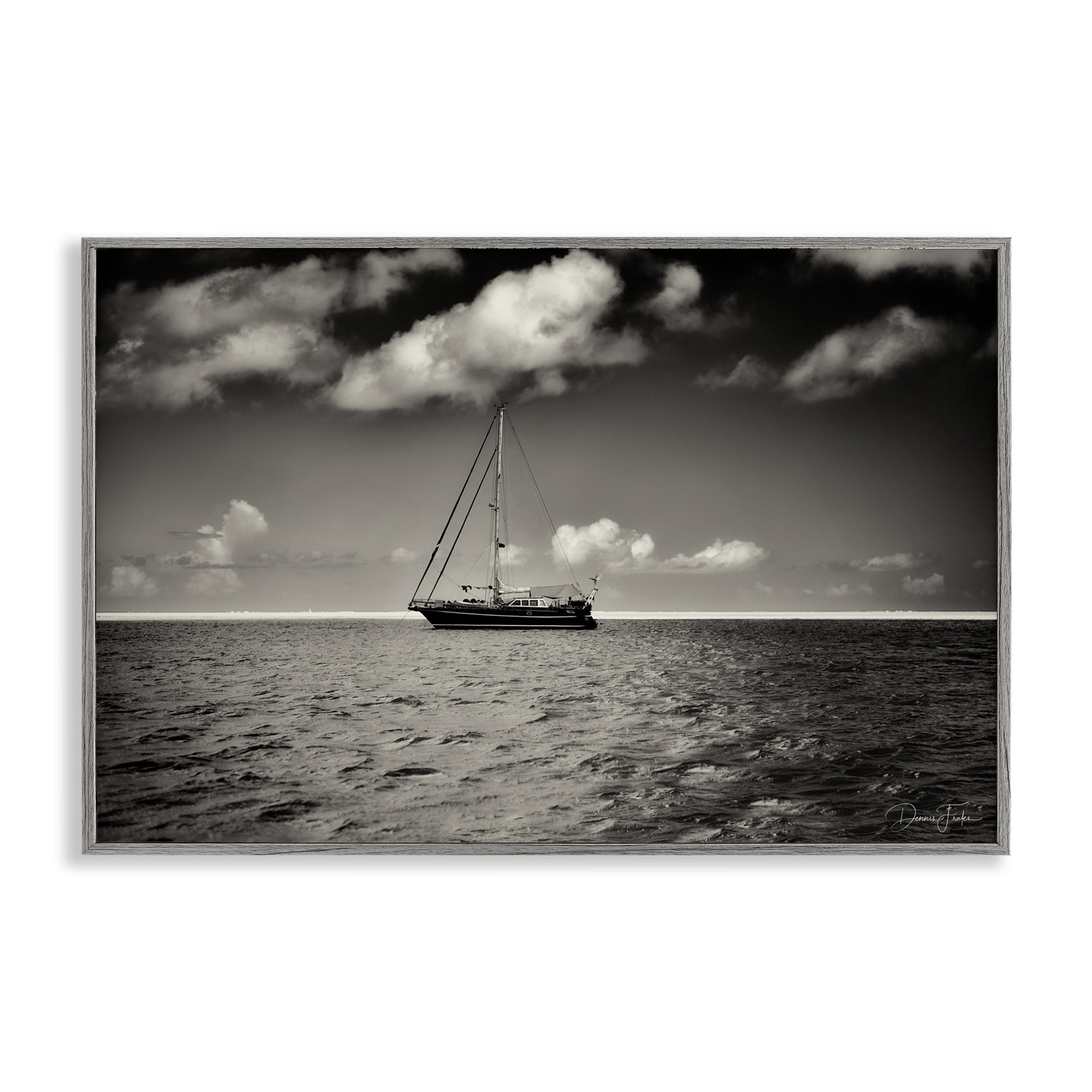 Stupell Industries Clouds Over Big Ship Landscape Photography Gray Framed Art Print Wall Art, 24 x 16