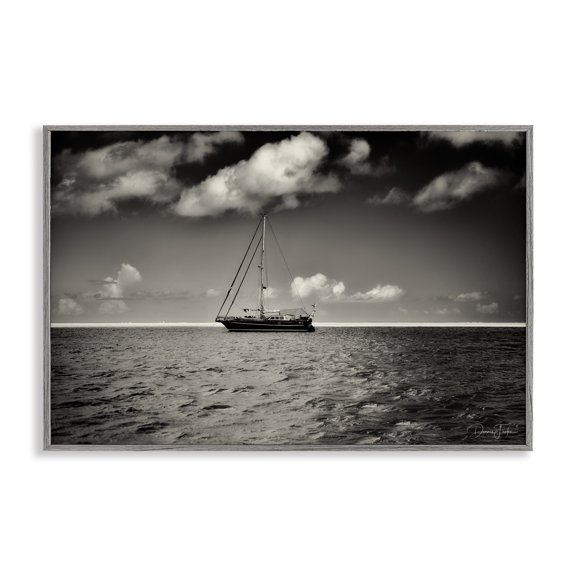 Stupell Industries Clouds Over Big Ship Landscape Photography Gray Framed Art Print Wall Art, 30 x 20