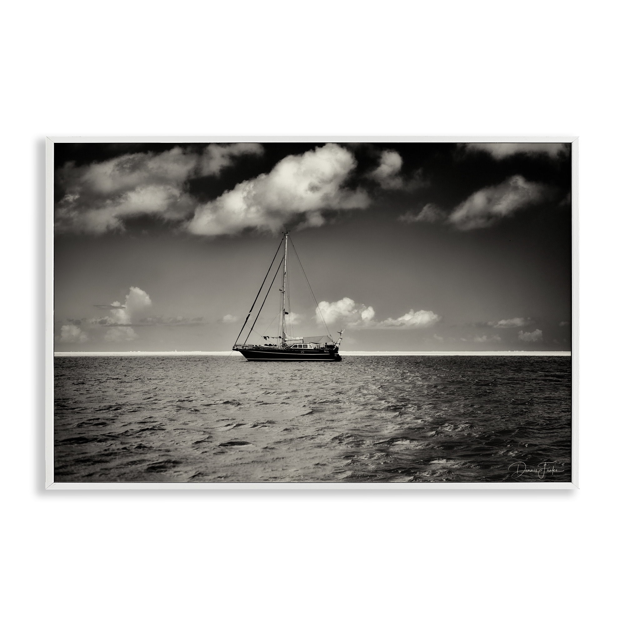 Stupell Industries Clouds Over Big Ship Landscape Photography White Framed Art Print Wall Art, 24 x 16