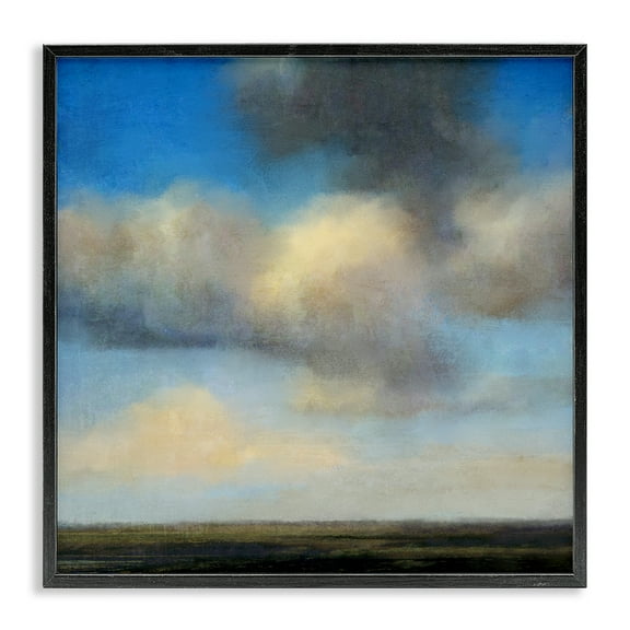 Stupell Industries Clouds Over Countryside Landscape & Nature Painting Black Framed Art Print Wall Art, 12 x 12