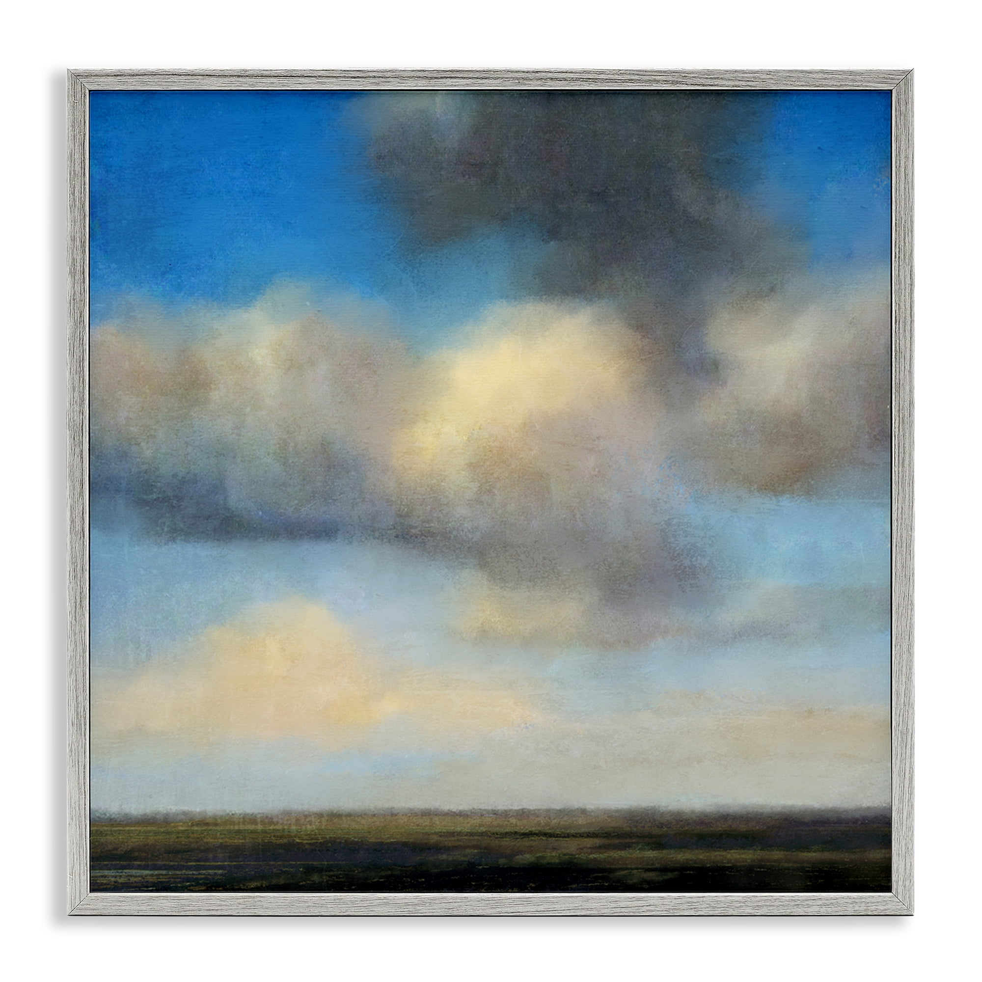 Stupell Industries Clouds Over Countryside Landscape & Nature Painting Gray Framed Art Print Wall Art, 24 x 24