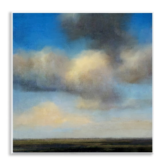 Stupell Industries Clouds Over Countryside Landscape & Nature Painting Unframed Art Print Wall Art, 12 x 12