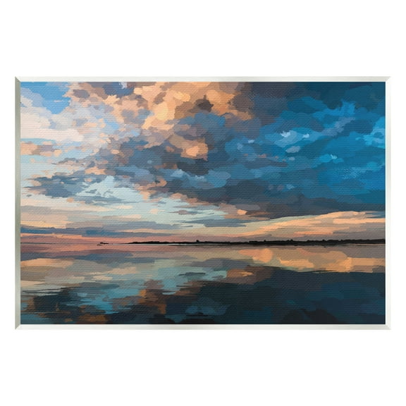 Stupell Industries Clouds & Sunset Reflection Landscape Painting Unframed Art Print Wall Art, 15 x 10