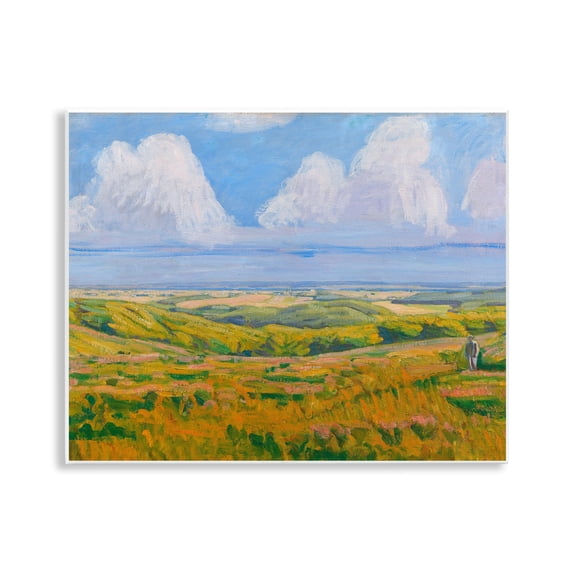 Stupell Industries Clouds over Classic Country Landscape & Nature Painting Unframed Art Print Wall Art, 14 x 11