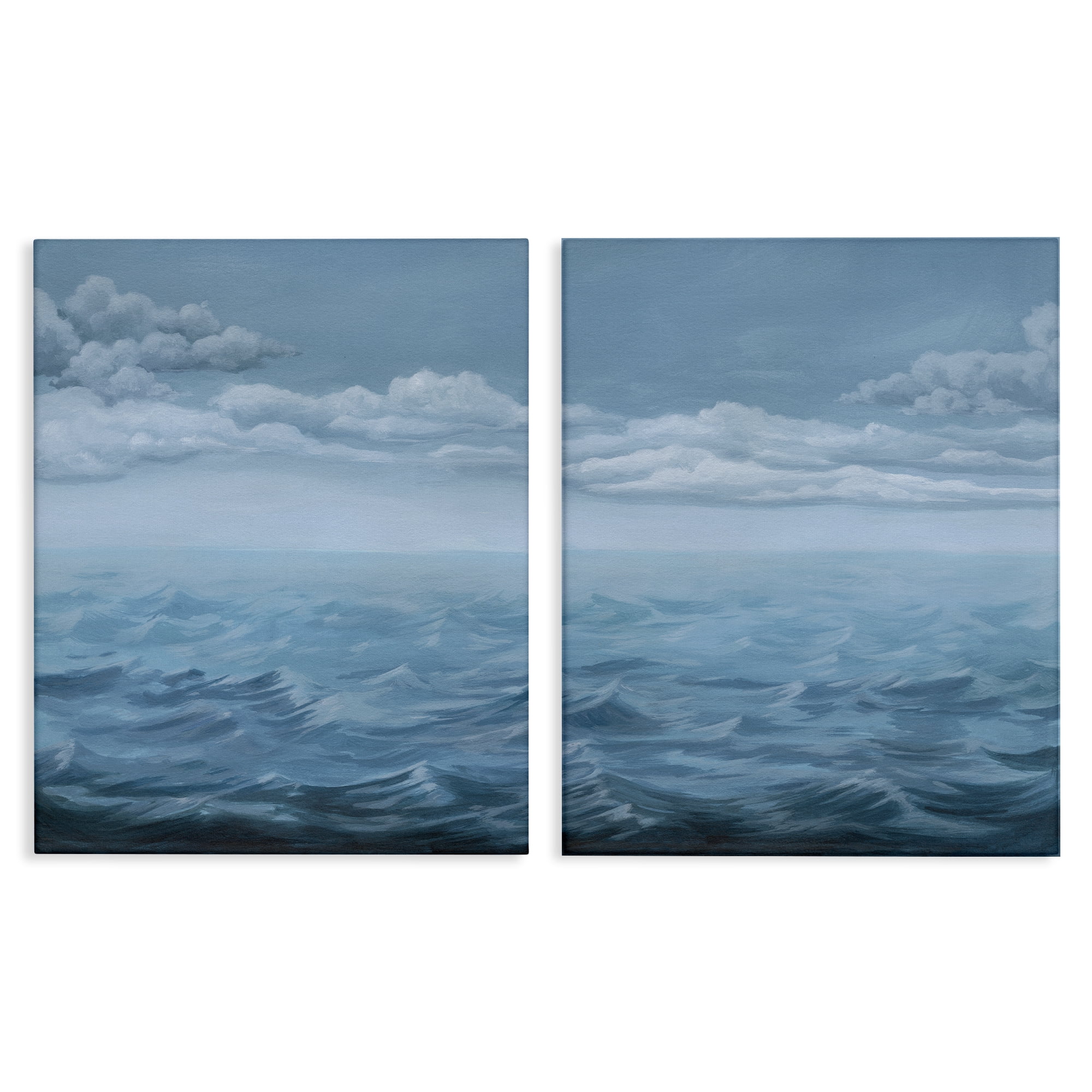 Stupell Industries Clouds over Rough Sea Waves Nautical & Beach Painting Wrapped Canvas Art Print Wall Art, 16 x 20, Set of 2
