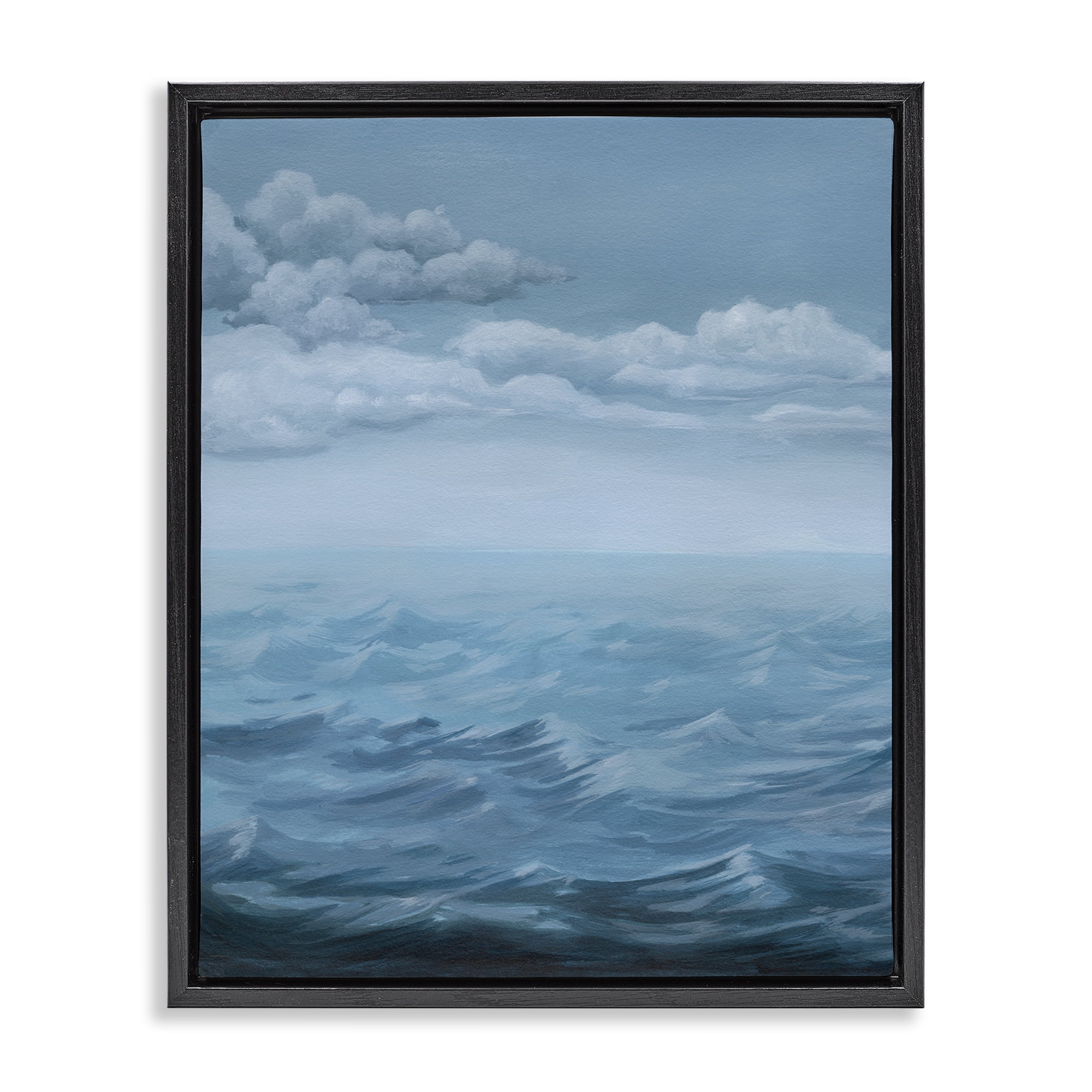 Stupell Industries Clouds over Rough Seas Nautical & Beach Painting Black Floater Framed Canvas Art Print Wall Art, 25 x 31