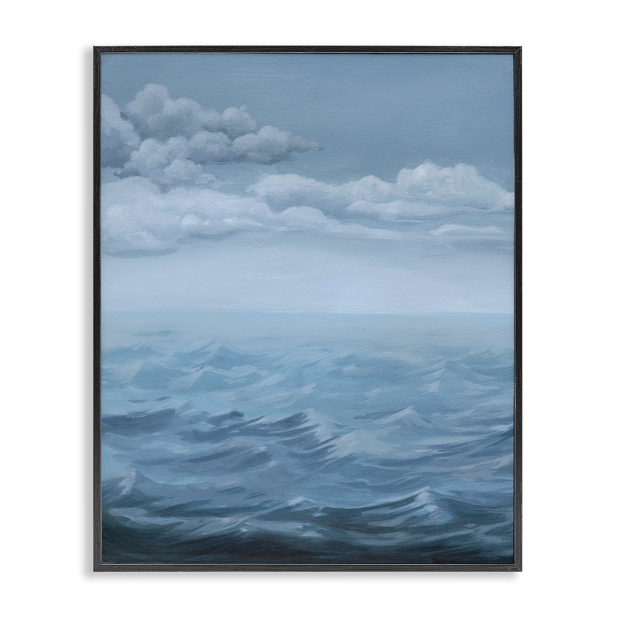 Stupell Industries Clouds over Rough Seas Nautical & Beach Painting Black Framed Art Print Wall Art, 16 x 20
