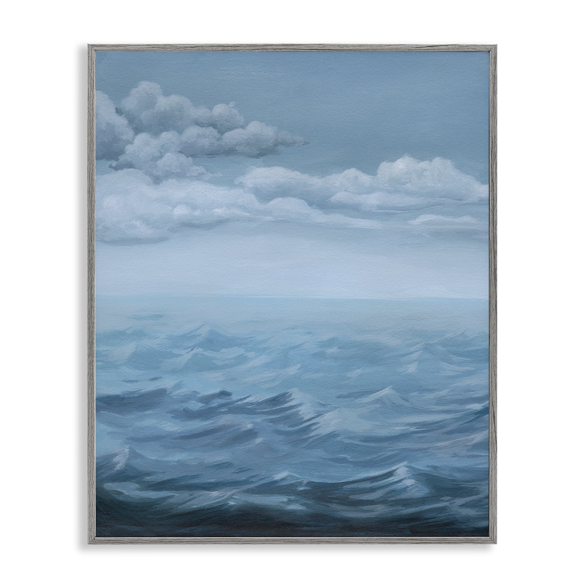 Stupell Industries Clouds over Rough Seas Nautical & Beach Painting Gray Framed Art Print Wall Art, 16 x 20