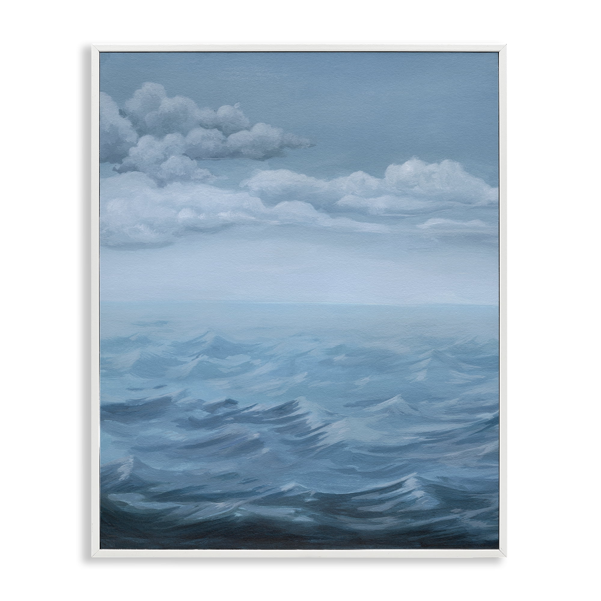Stupell Industries Clouds over Rough Seas Nautical & Beach Painting White Framed Art Print Wall Art, 16 x 20