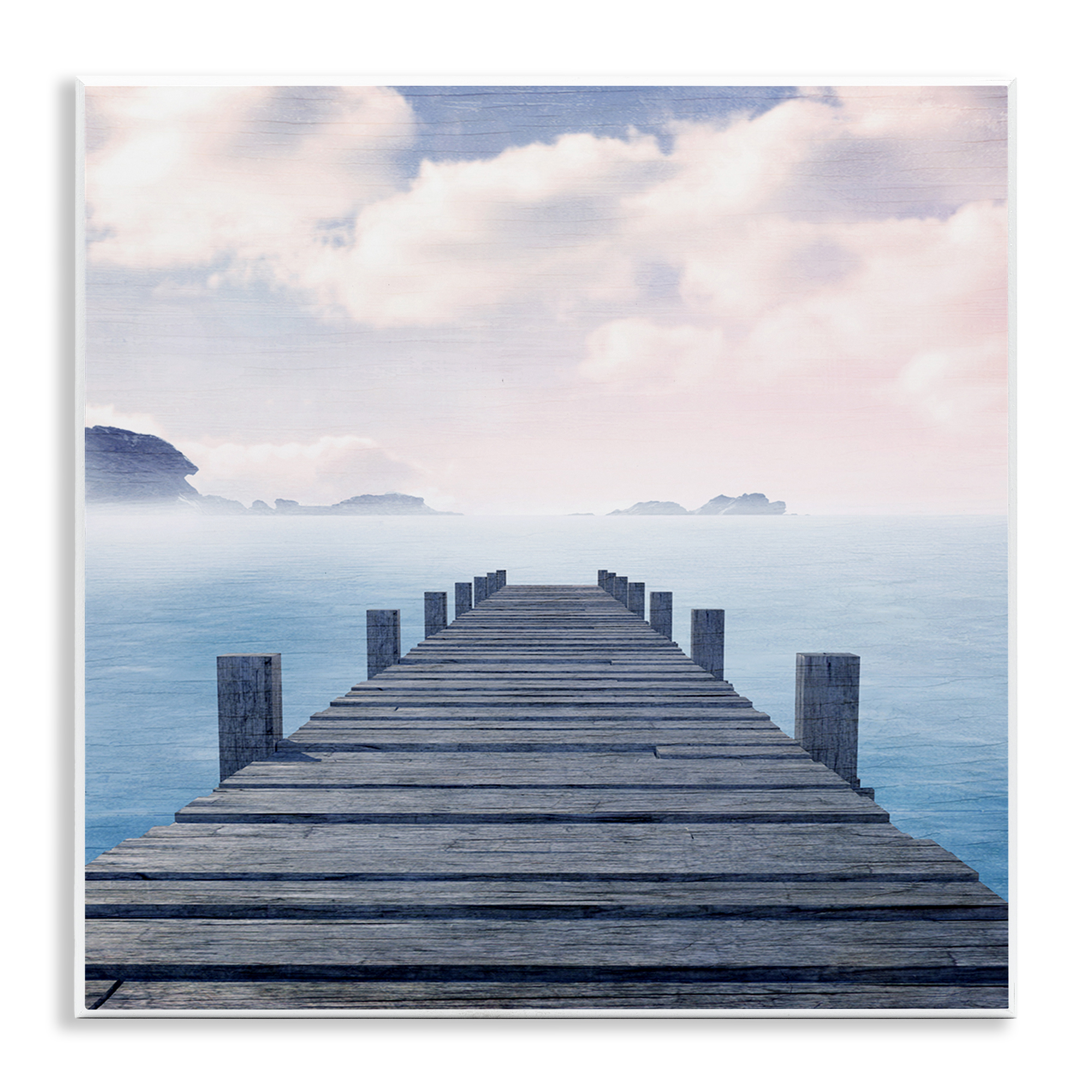 Stupell Industries Clouds over Sea Dock Nautical & Beach Painting Unframed Art Print Wall Art, 12 x 12