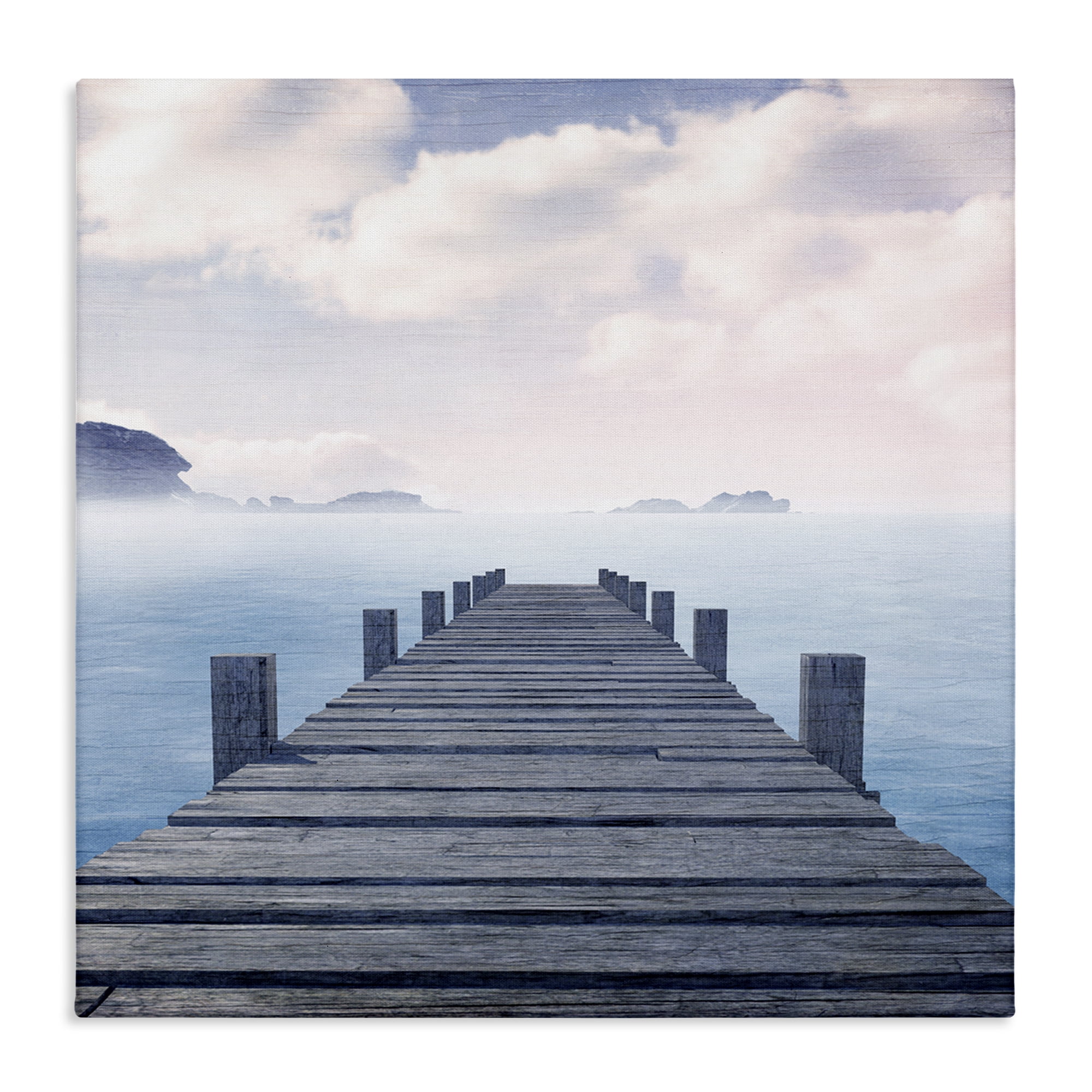 Stupell Industries Clouds over Sea Dock Nautical & Beach Painting Wrapped Canvas Art Print Wall Art, 24 x 24