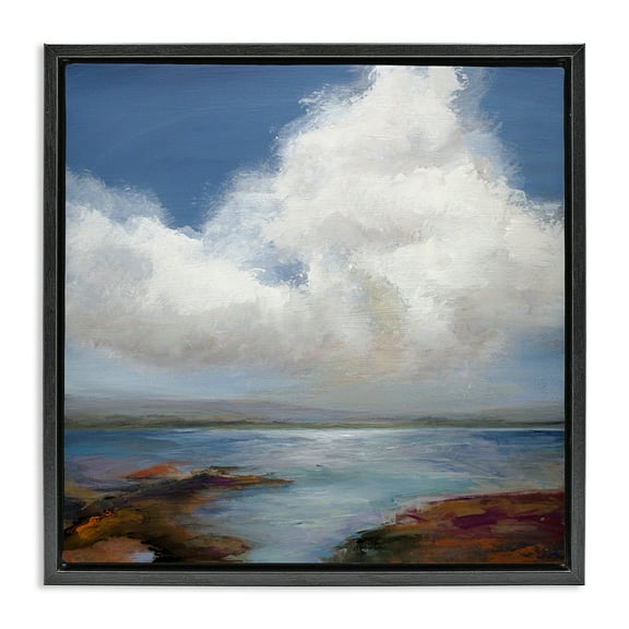 Stupell Industries Clouds over Sea Painting Landscape & Nature Painting Black Floater Framed Canvas Art Print Wall Art, 18 x 18