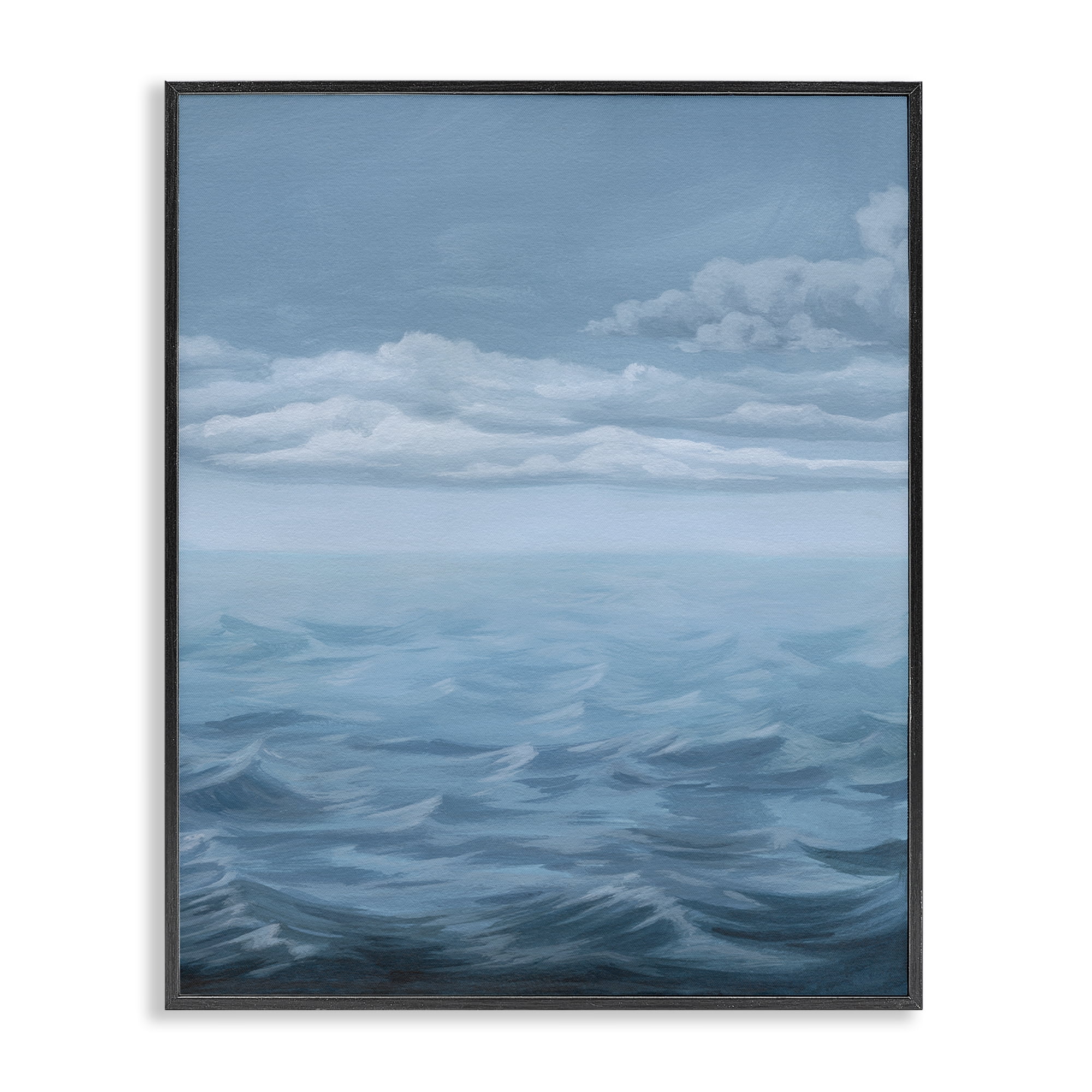 Stupell Industries Clouds over Sea Waves Nautical & Beach Painting Black Framed Art Print Wall Art, 11 x 14