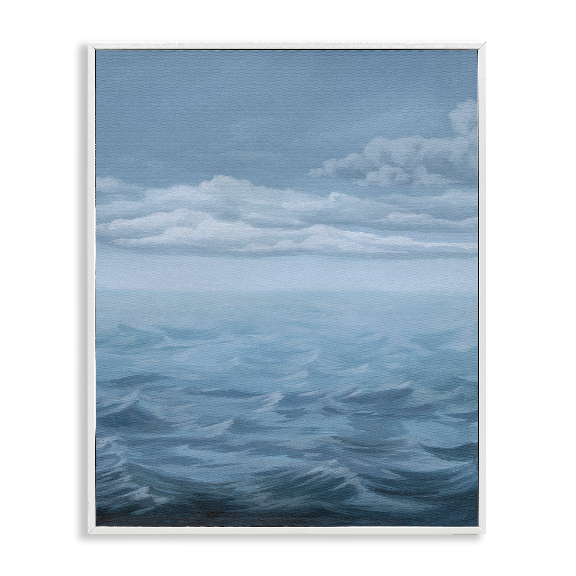 Stupell Industries Clouds over Sea Waves Nautical & Beach Painting White Framed Art Print Wall Art, 16 x 20