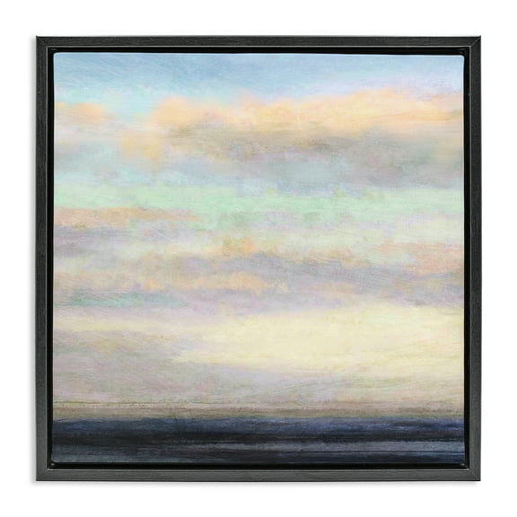 Stupell Industries Cloudy Abstract Bay Scene Coastal Painting Black Floater Framed Canvas Art Print Wall Art, 18 x 18