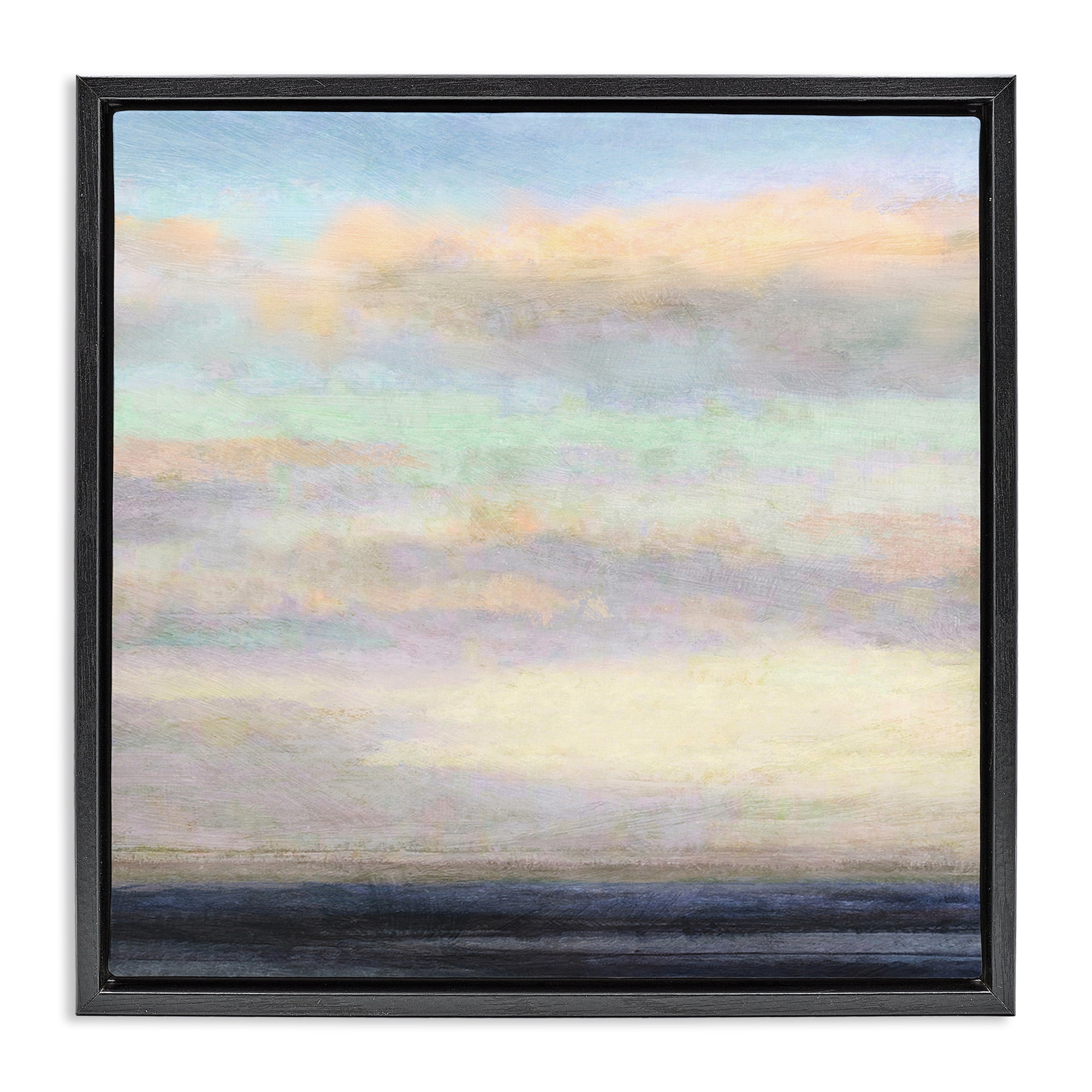 Stupell Industries Cloudy Abstract Bay Scene Coastal Painting Black Floater Framed Canvas Art Print Wall Art, 25 x 25