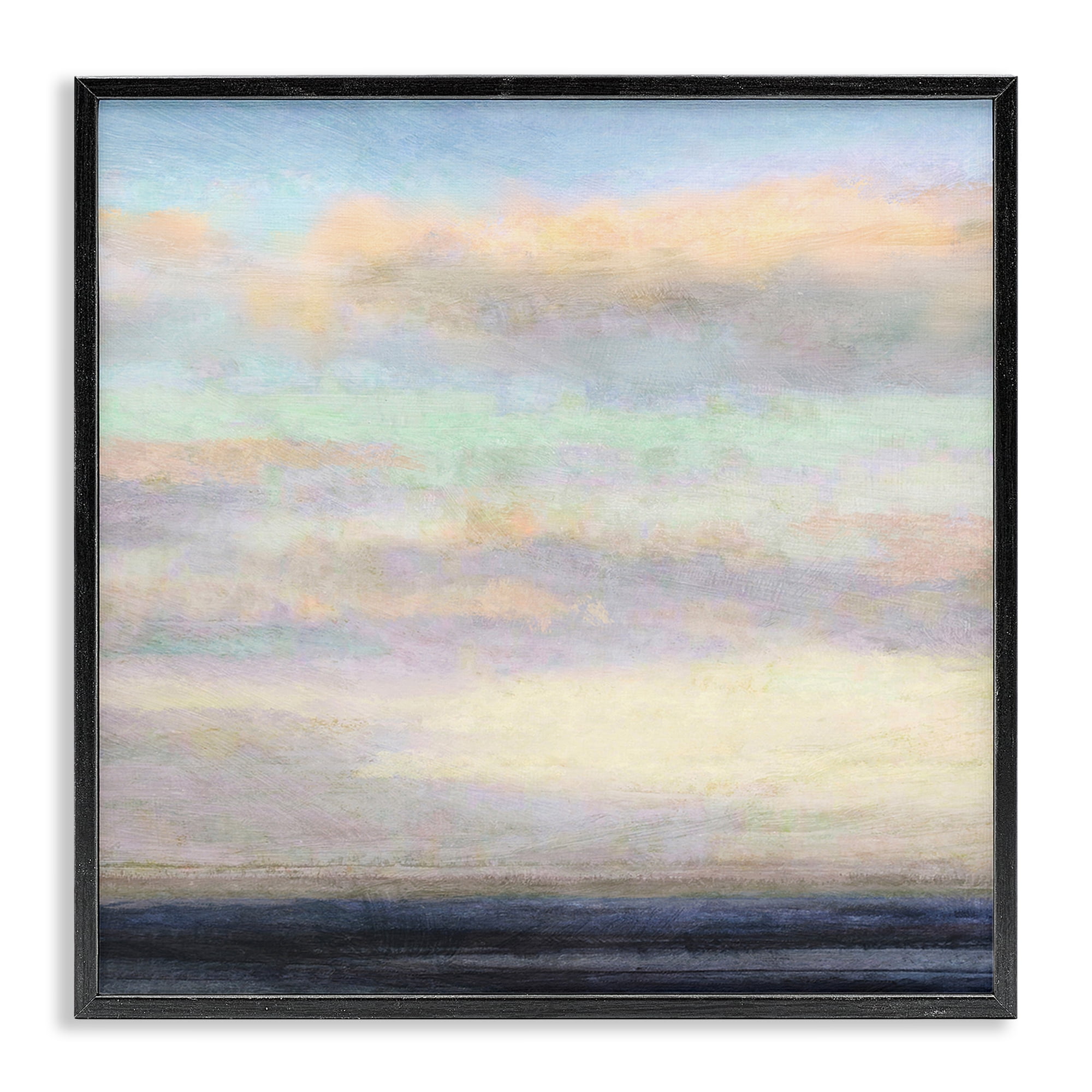 Stupell Industries Cloudy Abstract Bay Scene Coastal Painting Black Framed Art Print Wall Art, 24 x 24