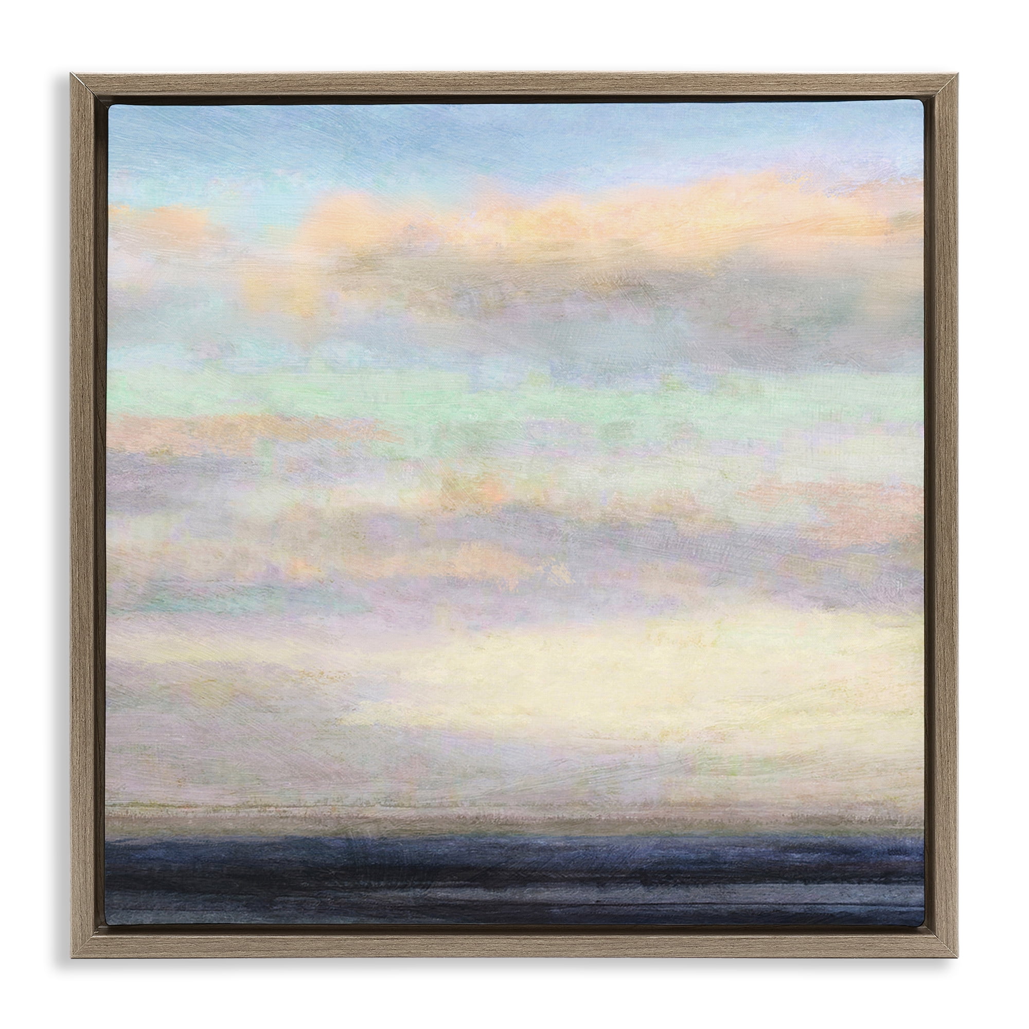 Stupell Industries Cloudy Abstract Bay Scene Coastal Painting Brown Floater Framed Canvas Art Print Wall Art, 25 x 25